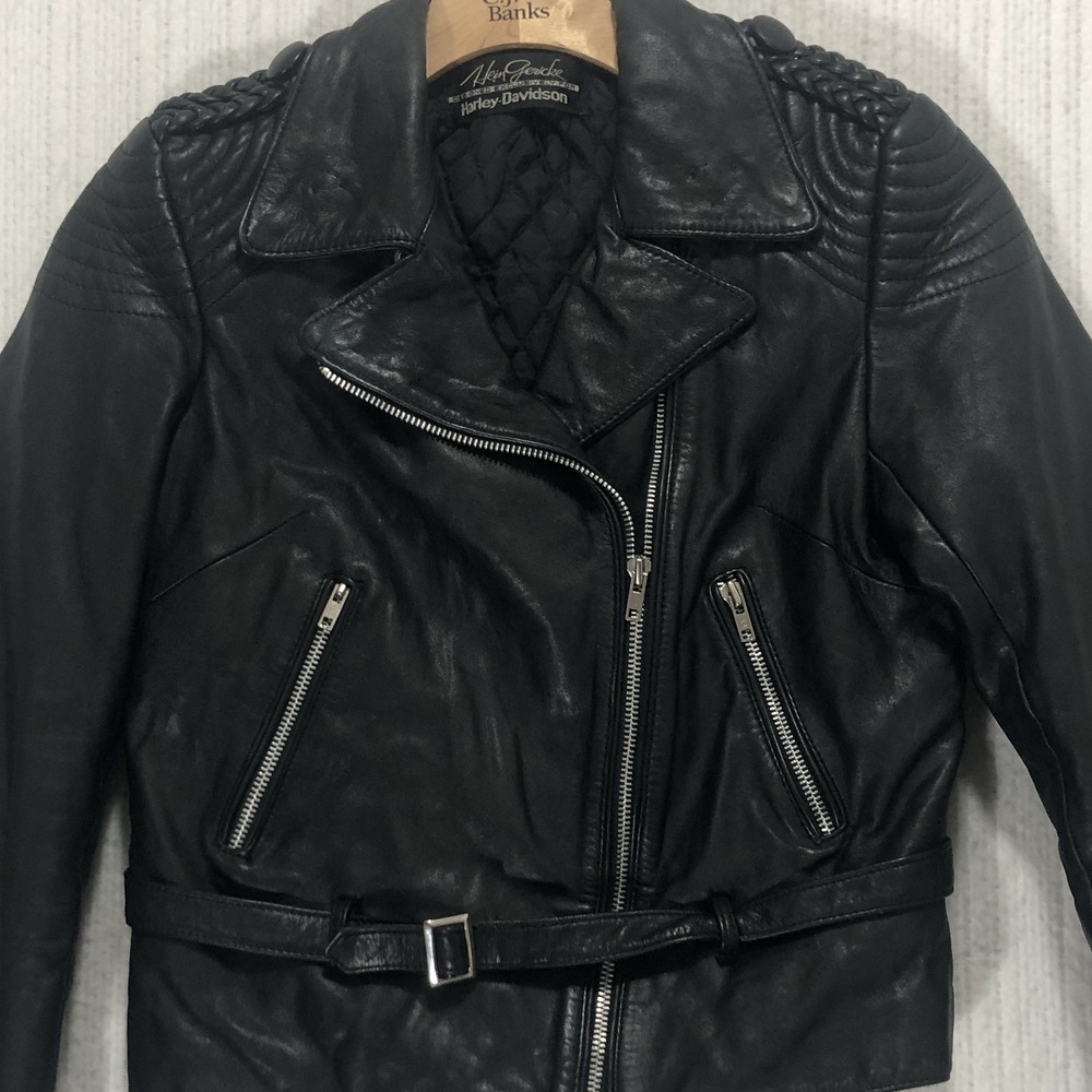 Vtg 80s Hein Gericke Harley Davidson Padded Leather Motorcycle Jacket Womens S